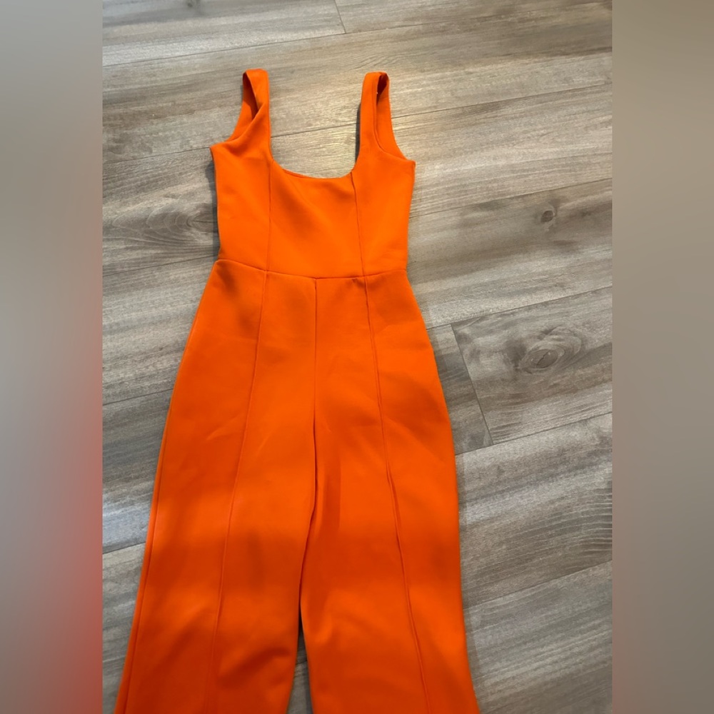 PrettyLittleThing BRIGHT Orange Jumpsuit - Size 2 - Picture 6 of 11